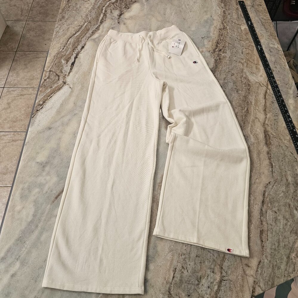 Champion Puddle Pants XS Unbleached Cotton Wide Leg Cream NWT Lounge